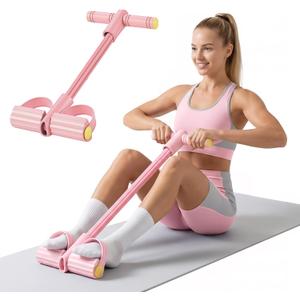 2 x Upgraded 8-Tube Multifunction Foot Pedal Resistance Band, Enhanced Tension Sit Up Pull Rope, Abdominal Trainer for Home Gym, Full Body Workout for Core Leg Arm Waist Strength Training, use Barefoot