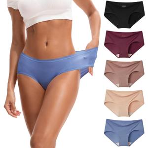 INNERSY Women's Soft & Thin No Show Modal Underwear Quick Dry Panties for Summer 5-Pack (Medium, Morandi)