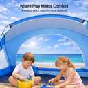 Beach Tent, Portable Sun Shelter for 2 Person with UPF 50+ UV Protection, Easy Setup Waterproof Beach Shade Canopy Cabana for Family Outdoor and Picnics, Fishing with Carrying Bag, Blue, Compact 1-2 Person
