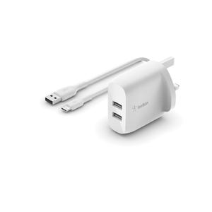 Belkin Dual USB-A Wall Charger w/ PVC A-C Charger 1M 24W