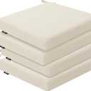 Outdoor Chair Cushions Set of 4, Water-Resistant & Fadeness 17" W x 16" D x 2" T Seat Cushion, High Density Foam with Dual Straps for Patio Garden Furniture Sofa Dining Chairs, Beige