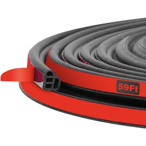 Car Door Seal Strip, Universal Self Adhesive Car Door Seal, Thickened Double Layer Rubber Automotive Weather Stripping, for Cars, Truck, Rv, Pickup, SUV (59 Ft)