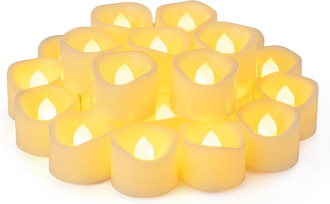 24 Pack 1.5" x 1.2" Battery Operated LED Tea Light Candles, Small Outdoor Flameless Flickering Votive Candles, Electric Flicker Fake Tealights Bulk for Wedding Halloween Christmas Decorations