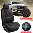 Ram 1500 Seat Covers Front Pair 2019-2026, Lumbar Support Truck Seat Covers Custom Fit for Dodge Ram 1500/2500/3500 Crew/Quad/Mega Cab Bighorn Longhorn Laramie Tradesman Rebel, Black