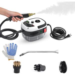 Steam Cleaner,2500W High Temperature Pressurized Steam Cleaner,Portable Steam Cleaning Machine,10S Fast Heating,with 3 Brush Heads (White)