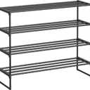 SONGMICS Shoe Rack, 4-Tier Shoe Organizer, Metal Storage Shelf, Upright or Upside Down, for 20-25 Pairs, Stackable, for Entryway, 11.8 x 36.2 x 29.5 Inches, Black ULSA14BK
