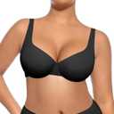 FeelinGirl Bras for Women Unlined No Padding Comfort Underwire Plus Size Full Coverage Seamless Plunge Everyday Bras (34DD, Black)