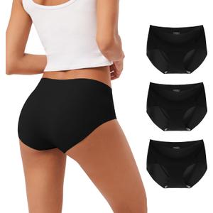 INNERSY Women's Seamless No Show Hipster Panties Invisible Light Underwear 3-Pack(3 Black, Medium)