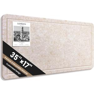 Large Bulletin Board, 35 X 17 Inches Felt Cork Board with 40 Pushpins, Foldable Felt Notice Pin Board Photo Display Board with Self-Adhesive Tape for Office Home School (Coral Beige)