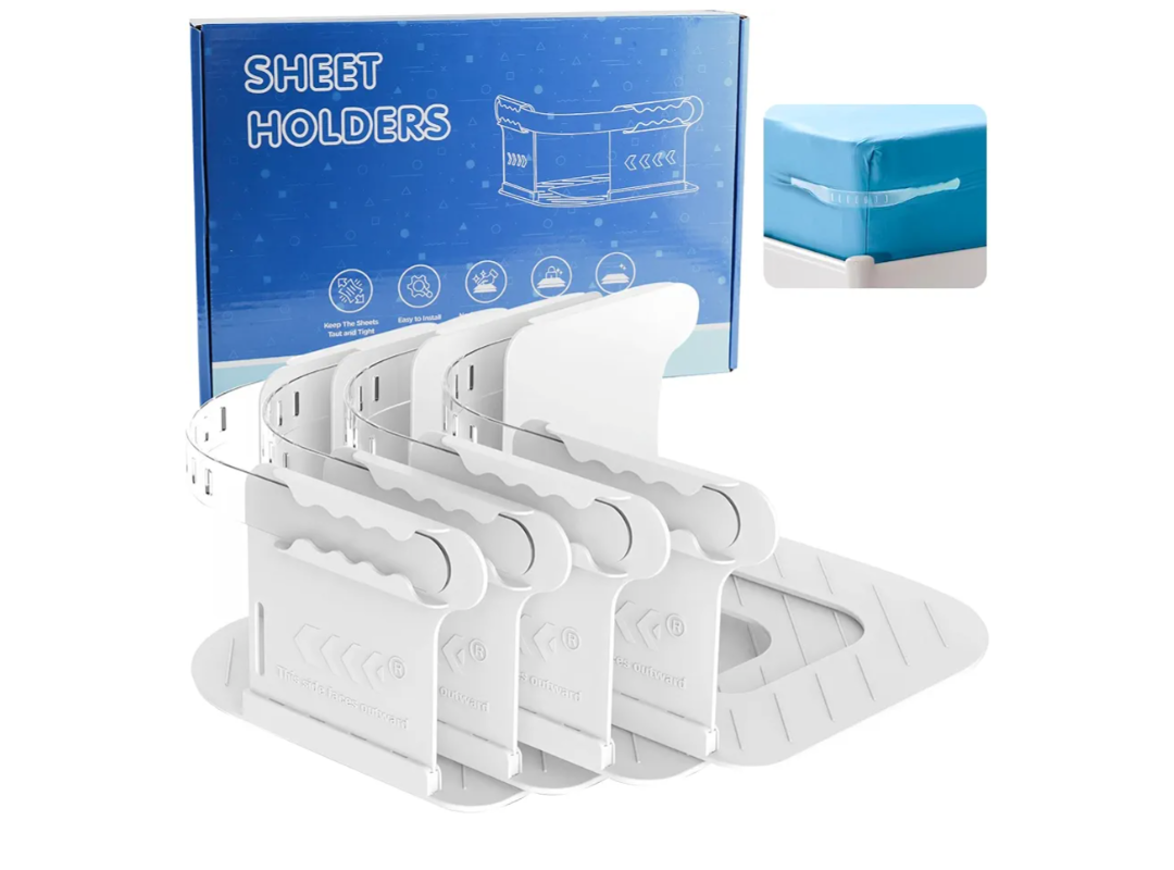 Sheet Holders with Heavy-Duty Mattress Straps, Bed Lock Sheet Holders Fit All Sheet Size, Bed Fitted Sheet Holder for Corners, Sheet Clips, Mattress Sheet Holder Strap, Sheet Secure Lock Fasteners