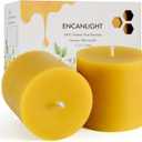 Pure Beeswax Pillar Candles 3x3 Inch, 2 Pack Natural Bees Wax Candle with Cotton Wick, 50-55 Hours Long Burning, Dripless and Smokeless for Home Decor, Party, Dinner (Yellow)