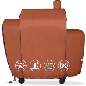 QuliMetal Grill Cover for Pit Boss Platinum Laredo 1000 Wood Pellet Grill, PB1000PL - 600D Heavy Duty Waterproof Fade Resistant Pit Boss Laredo 1000 Cover with Elastic Drawstrings&Zipper Design, Brown