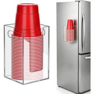 Cup Dispenser, Wall Mount Cup Holder Fits Cups Up to 18 oz, Disposable Paper & Plastic Coffee Cup and Lid Organizer for Countertop Bar, Kitchen, Breakroom Restaurant
