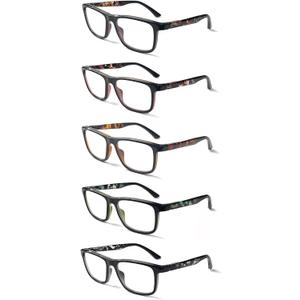 SIGVAN 5 Pack Reading Glasses for Men and Women Blue Light Blocking with Spring Hinge Readers Computer Eyeglasses (Multicolour)