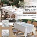 4 Packs White Tablecloth 60 x 126 Inch, Rectangle 8 Feet Table Cloth - Stain and Wrinkle Resistant Washable Polyester Table Cover for Dining Tables, Buffet Parties and Camping