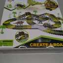 Dinosaur Toys,Create A Dinosaur World Road Race,Flexible Track Playset and 2 pcs Cool Dinosaur Car for 3 4 5 6 Year & Up Old boy Girls Best Gift (Green)