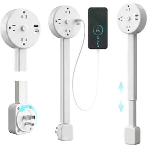 Outlet Extender Stick, 6 Outlet Rotating Power Strip, 18.6-26.4 in