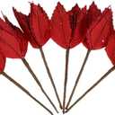 LIFKICH Xmas Flower Ornament Set 17cm Fake Christmas Flowers for Tree Home Decor