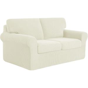 SUBRTEX 5 Pieces Stretch Sofa Slipcover Sets Couch Cover Sets Backrest Cushion Covers Furniture Protector Collection Set for Oversize Sofa Loveseat Chair Slip Covers(Medium, Ivory)