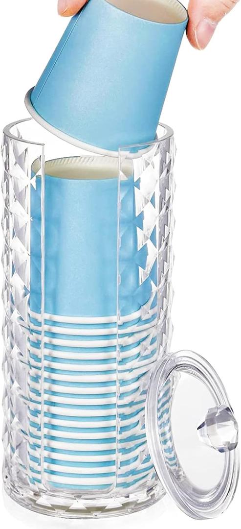 Bathroom Cup Dispenser, Mouthwash Cup Holder for 3oz Disposable Paper Cups, Fit for Mouthwash Cups Storage, Vanity Makeup Organizer - Clear