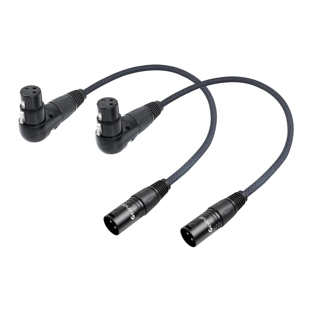 Devinal Right Angle XLR Cable, Adjustable-Angle Female to Straight Male Microphone Mic Cable Cord, 90 Degree XLR Female Adapter for Sound Devices Mixer Recorder - 1 FT 2 Pack