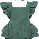 Toddler Baby Girl Ruffled Sleeveless Romper Casual Summer Jumpsuit Cotton Linen Clothes Size 80