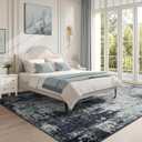 RELEANY Washable 5'x8' Abstract Area Rug for Living Room Teal Black