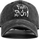 Fish On, Funny Vintage Cotton Washed Baseball Cap, Gift for Fishing Enthusiasts, Handsome Dad Fisherman Hat, One Size Black