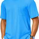 Cotrasen Mens T-Shirts Cotton Short Sleeve Pocket Tee Shirt Casual Crew Neck Moisture Wicking Soft Basic T Shirts (XX-Large, Azure)