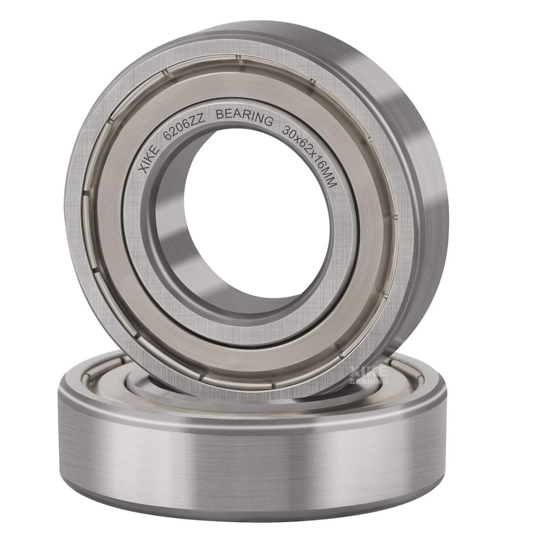 XiKe (2 Pack) 6206ZZ Double Sealed Deep Groove Ball Bearings, 30x62x16mm, Pre-Lubricated for High RPM, Chrome Steel P6, ABEC 3