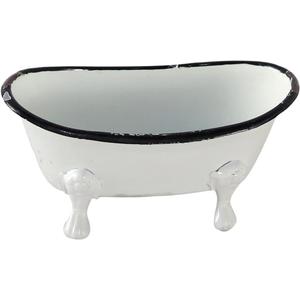 Foreside Home & Garden Black Rim White Enamel Bathtub Soap Dish