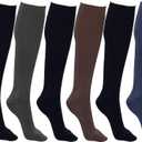 Winterlace Womens Trouser Socks, Opaque Stretchy Nylon Knee High, Many Colors, 6 Pairs