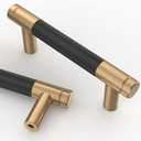 Asidrama 10 Pack 3 Inch(76mm) Matte Black and Champagne Bronze Cabinet Pulls Knurled Cabinet Handles Cupboard Handles Kitchen Cabinet Hardware for Cupboard Drawer Pulls (3" Hole Center)