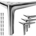 VEHCIL 6-inch Furniture Legs, Legs for Furniture Set of 4, Modern Furniture Feet for Cabinet Sofa Couch Table Chair Bed Dresser Wardrobe Risers DIY Replacement-Brushed Satin Nickel