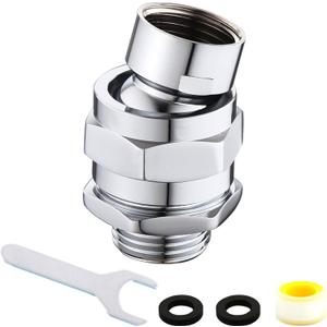 Heavy Duty Shower Head Swivel Ball Adapter, Solid Brass Shower Head Swivel Adapter Chrome Polished, Adjustable Shower Arm Connector Universal Shower Assembly Shower Arm Extension... (360 degrees)