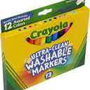 Crayola Broad Line Markers (12 Count), Washable Markers for Kids, Assorted Colors, Arts & Crafts Supplies, For Coloring Books & Art Projects, Ages 3+
