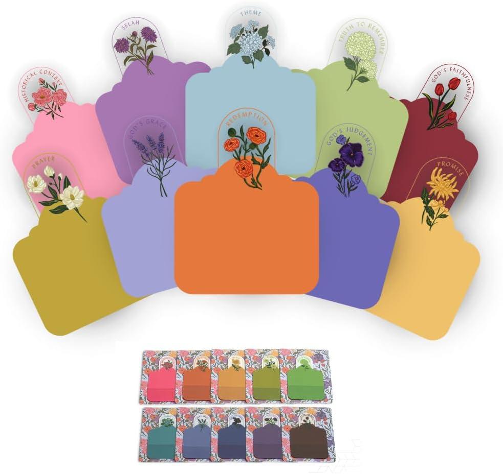 Mr. Pen- Plastic Transparent Bible Journaling Sticky Notes, 10 Pads, 200 Sheets, Botanical Design, Transparent Bible Sticky Notes with Stylish Protective Envelopes, Bible Study Supplies