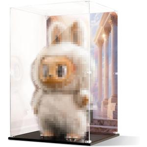 Transparent Dust-Proof Protective Display Case with Painted Backdrops for LABUBU & ZIMOMO Dolls and Medium to Large Figurines