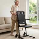 VOCIC Movable Electric Chair Lift, Floor Lift for Elderly Falls with Leather Padded Seat, Short-Distance Transport, Help Stand from Floor for Seniors, Supports 440 LBS, (AX35 PRO, Black)