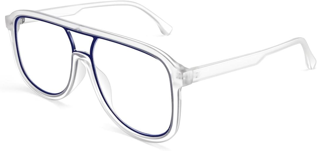 Dollger Blue Light Blocking Glasses Vintage Aviator, UV Protection Unisex Oversized Frames