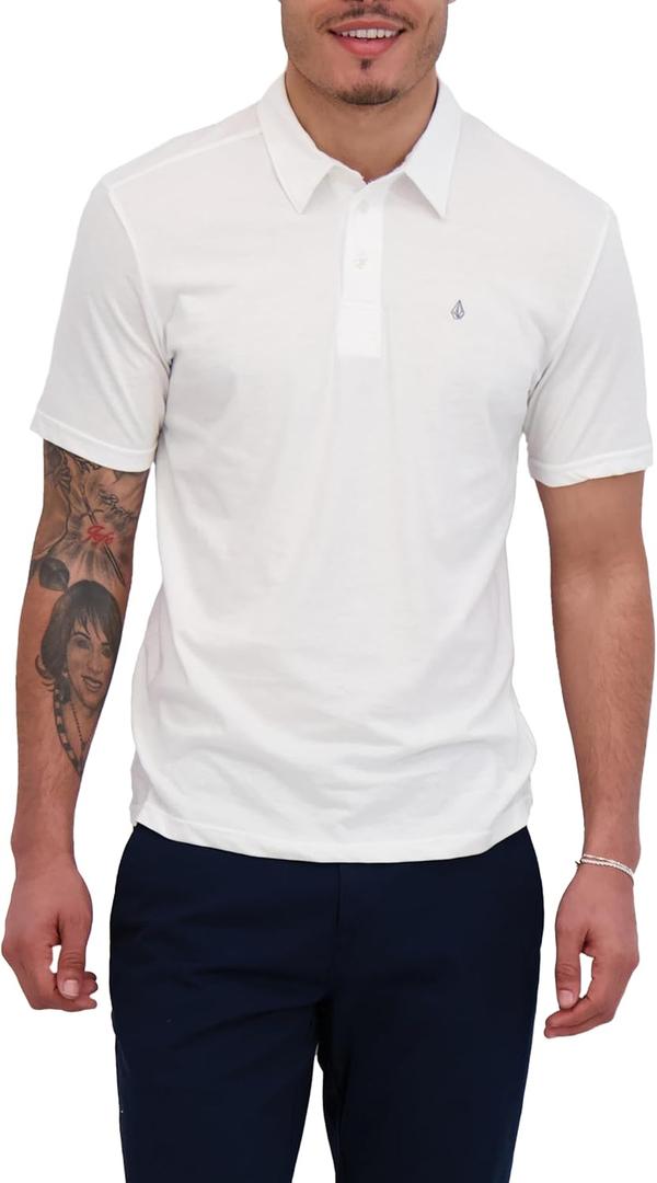 Volcom Short Sleeve Polo Shirt  Classic Fit, Soft Cotton Blend, Modern Casual Style (Medium, White)