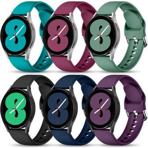Lerobo 6 Pack Bands Compatible with Samsung Galaxy Watch 7 6 5 4 Band 40mm 44mm/Galaxy Watch 5 Pro 45mm/Watch 4 6 Classic 42mm 46mm 43mm 47mm/Active 2 Watch/Watch 3 41mm, 20mm Sport Band for Women Men (Large(6.5"-8.4"), Wine/Copper Green/Pine Green/Black/Navy Blue/Purple)