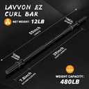 55" Weight Lifting Bar, 1" Standard Straight Barbell Bars for Weight lifting, Olympic Barbell Bar for Bench Press/Hip Thrusts/Squats/Lunges for Gym and Home, 2 Star Star-nuts (480lb Weight Capacity)