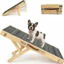 Wooden Dog Ramp for Couch, Foldable Small Dog Ramp for Bed Sofa, 4 Adjustable Height Pet Ramp from 13" to 21", Portable Stable Pet Steps with Non-Slip Pad, Puppy Ramps Use for Couch Sofa Bed