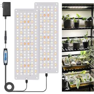 Garpsen Grow Lights - 276 LED Full Spectrum Plant Light with Auto Timer (6/12/16H), 3 Color Modes & 5 Dimmable Levels, 24W UL Adapter Growing Lamp Panel for Indoor Plant Stand (2 Panels)
