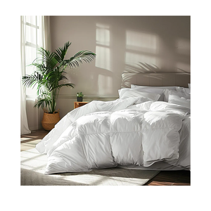 Serta Goose Feather Down Fiber Cotton Comforter Queen Size - 100% Cotton Duvet Insert - Hotel Luxury Hypoallergenic Bedding Comforter All Season Medium Warmth 90 x 90 Inch White