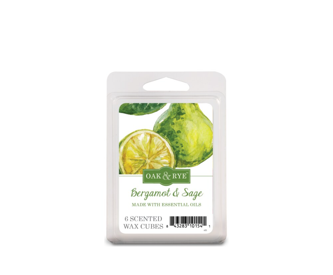 Oak Rye Bergamot Sage Essential Oil Infused Scented Wax Pack of 2