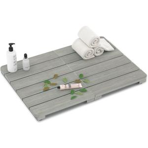 LUE BONA HDPS Bath Shower Mat, 23.5" x 16" x 1.7" - Non Slip Floor Mat for Spa Sauna Kitchen, Detachable Bathroom Mats Indoor or Outdoor Use, Gray (Light Gray-oil Printed)