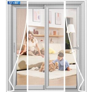 Magnetic Screen Door Upgraded PET Mesh Stronger Than Fiberglass and Polyester,Hands Free,Keeps Bugs Out,Pet & Kid Friendly,Suitable for Sliding Door,Large Patio Door and French Door-72''x80''
