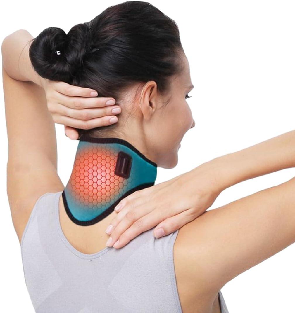 USB Neck Heating Pad Electric Neck Wrap for Pain Relief Heated Neck Warmer Physical Therapy Heated Neck Brace 3 Adjustable Temp Auto Shut Off Thermal Neck Support Neck Protector for Soreness Stiffness (Green)